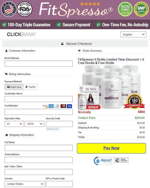 Fitspresso - Order Page